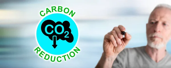 Conceito Redução Carbono Desenhado Por Homem — Fotografia de Stock