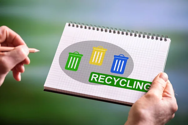 Hand Drawing Recycling Concept Notepad — Stock Photo, Image