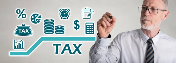Daňový Koncept Nakreslený Podnikatelem — Stock fotografie
