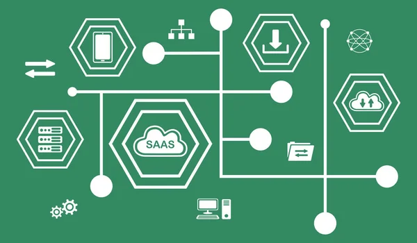 接続されたアイコンを持つSaasの概念 — ストック写真