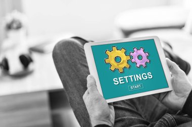 Bir ayarlar konseptini gösteren tablet ekranı