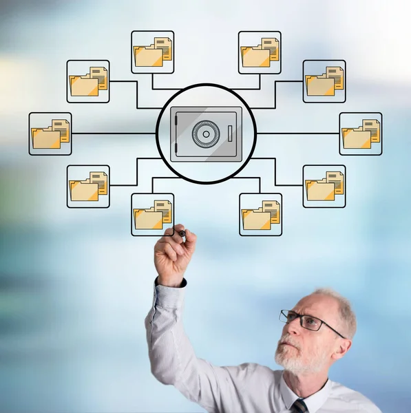 Data Security Concept Getekend Door Een Zakenman — Stockfoto