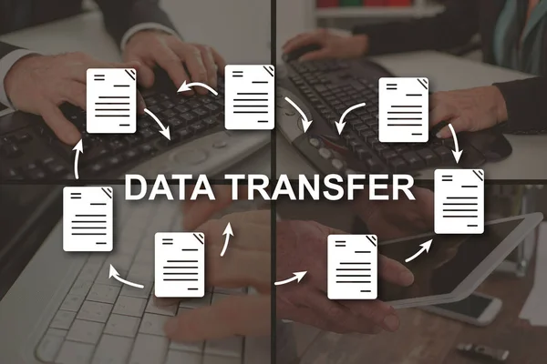 背景の写真が示すデータ転送の概念 — ストック写真