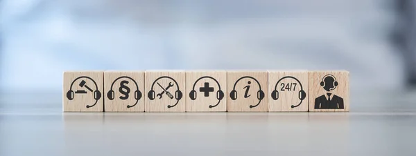 Concept Customer Support Icons Wooden Cubes — Stock Photo, Image