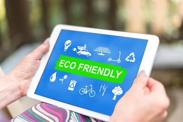 Female Hands Holding Tablet Eco Friendly Concept — Stock Photo, Image