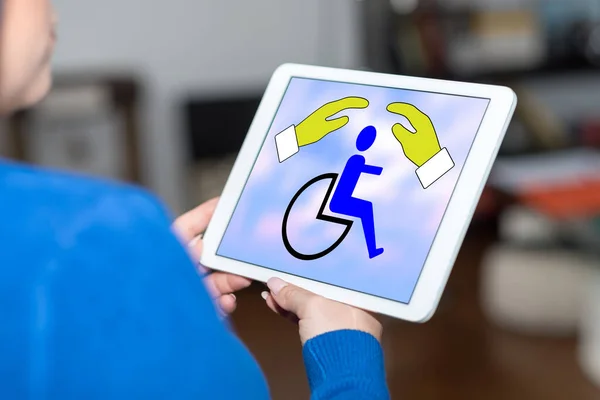 Tablet screen displaying a disability insurance concept