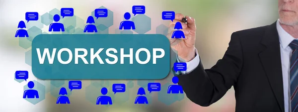 Zakenman Tekent Een Workshop Concept — Stockfoto