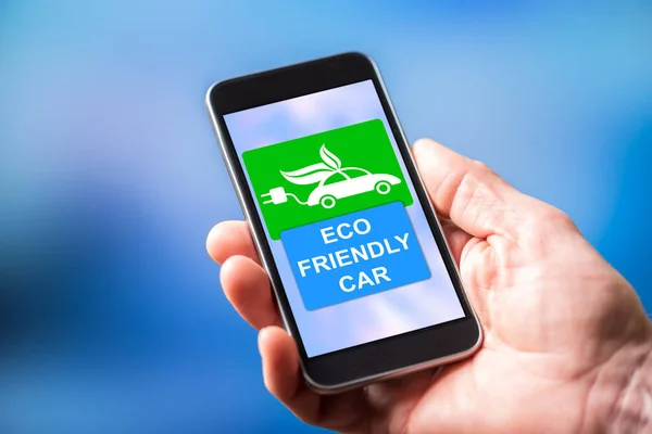 エコカーコンセプトを表示するスマートフォン画面 — ストック写真