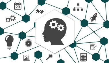 Bağlı simgelerle proje yönetimi kavramı