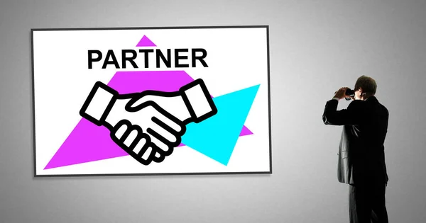 Man Zoek Naar Partner Concept Door Verrekijker — Stockfoto