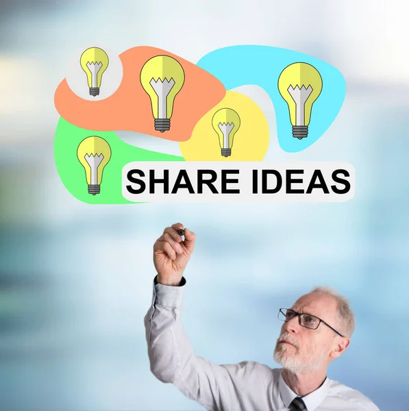 Share ideas concept drawn by a businessman