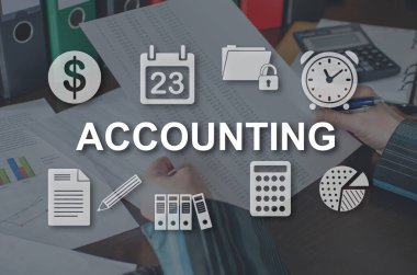 Arkaplandaki bir resimle gösterilen muhasebe kavramı