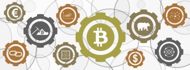 Çarklı simgeli bitcoin kavramı
