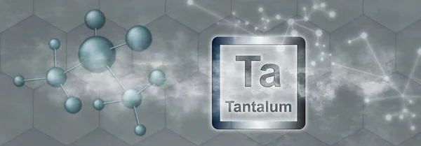Символ Тантал Хімічний Елемент Молекулою Мережею Сірому Фоні — стокове фото