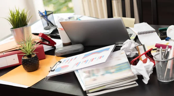 Messy Cluttered Office Desk — Stock Photo, Image