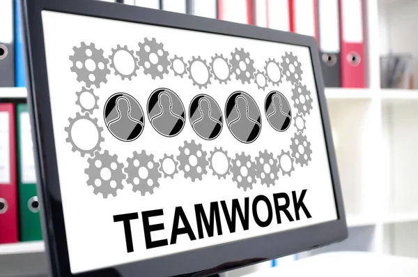 Teamwork Concept Shown Computer Screen — Stock Photo, Image
