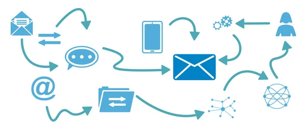 Concept of email sending with connected icons
