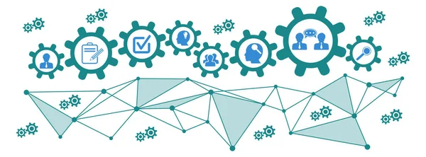 Concept of consulting with icons in cogwheels