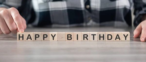 Word Happy Birthday Wooden Cubes — Stock Photo, Image