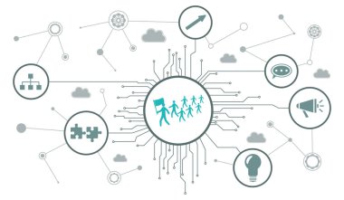 Bağlı simgelerle liderlik kavramı