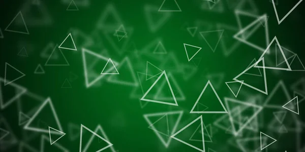 Flying Triangular Shapes Green Background — Stock Photo, Image