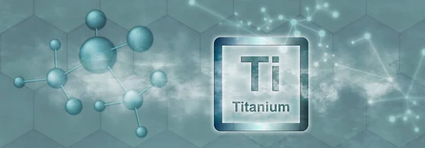 Symbol Titan Chemisches Element Mit Molekül Und Netzwerk Auf Grauem — Stockfoto