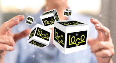 Arka planda bir kadının elleri arasındaki marka kavramı