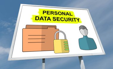 Reklam panosuna kişisel veri güvenliği konsepti çizildi