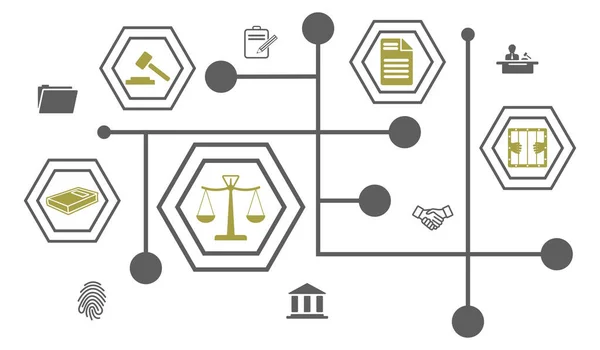 Concepto Justicia Con Iconos Conectados —  Fotos de Stock