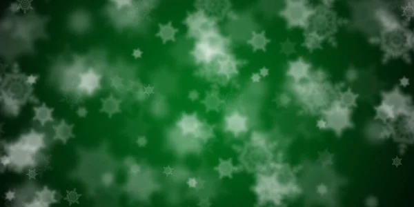 Fliegende Schneeflocken Über Grünem Hintergrund — Stockfoto
