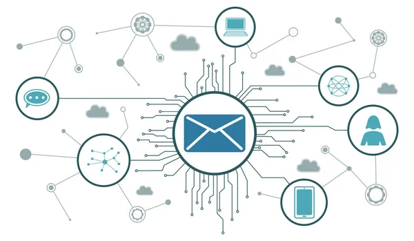 Concept Email Sending Connected Icons — Stock Photo, Image