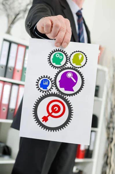 Paper Showing Business Process Concept Held Businessman — Stock Photo, Image