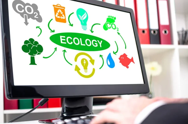 Ecologisch Concept Weergegeven Een Computerscherm — Stockfoto