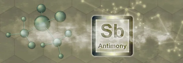 Simbol Element Chimic Antimoniu Moleculă Rețea Fundal Gri — Fotografie, imagine de stoc