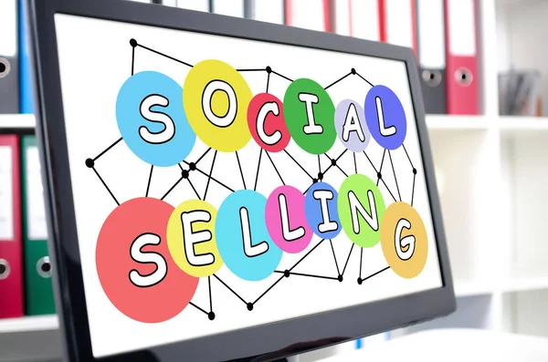Концепція Соціальних Продажів Показана Екрані Комп Ютера — стокове фото