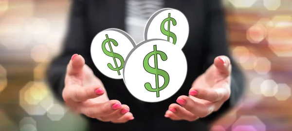 Dollar Concept Hands Woman Background — Stock Photo, Image