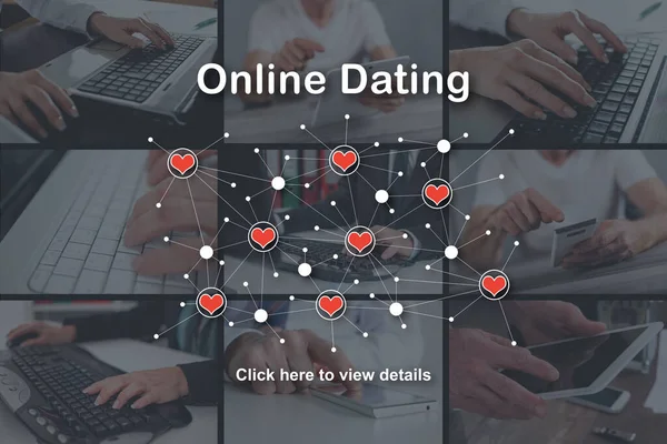 Online Dating Έννοια Απεικονίζεται Από Εικόνες Στο Παρασκήνιο — Φωτογραφία Αρχείου