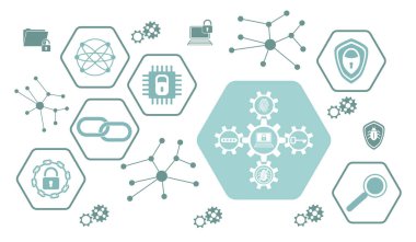 Altıgen simgelerle siber güvenlik kavramı