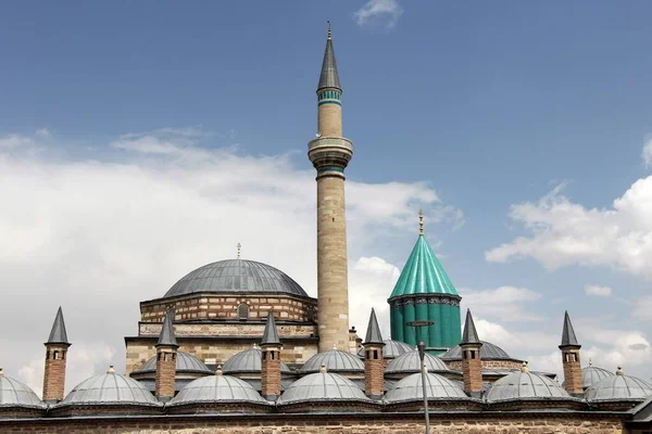 Musée Konya Mevlana Bâtiment Religieux Minaret Vert Musée Intérieur Mevlana — Photo