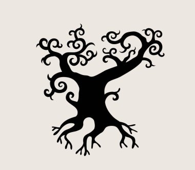 Egzotik ağaç siluet, sanat vektör tasarımı 