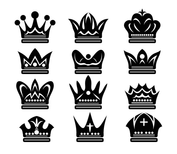 Beauty Crown Set Silhouette Art Vector Design — Stock Vector
