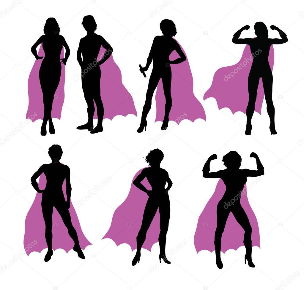 Super Woman Silhouettes, art vector design 