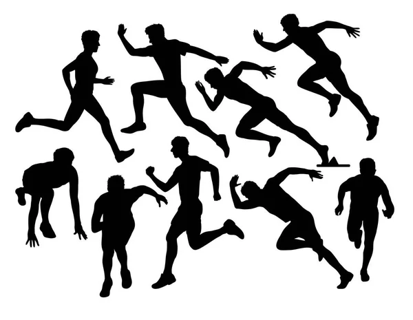 赛跑者奔跑剪影 艺术载体设计 — 图库矢量图片
