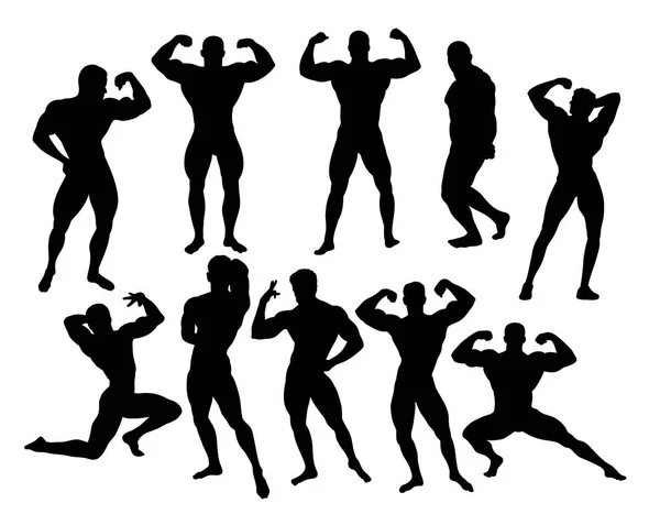 Bodybuilder Silhouettes Art Vector Design — Stock Vector