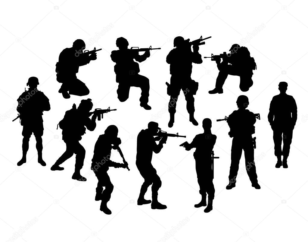 Soldier and Police Silhouettes, art vector design