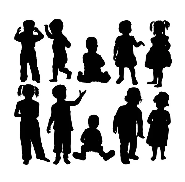 Silhouettes Children Art Vector Design — Stock Vector