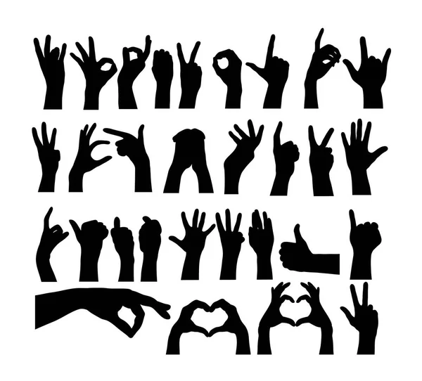 Various Motions Finger Marks Silhouettes Art Vector Design — Stock Vector