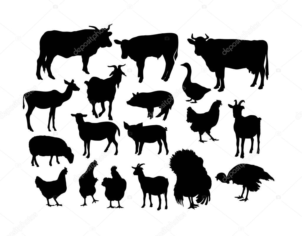 Farm Animals Silhouette, art vector design