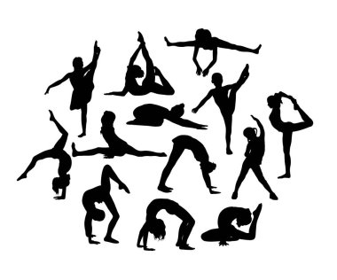 Çekici ve mutlu çocuklar siluetleri, sanat vektör tasarımı 