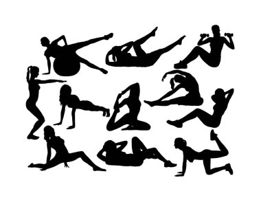 Egzersiz ve Fitness siluetleri, sanat vektör tasarımı 